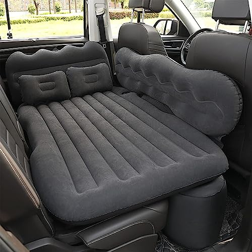 HOWENG Auto Luftmatratze,für Dodge Coolway Ram Rücksitz Bettpolster Reisen Luftcouch Beflockungsstoff Kissen Tragbare Isomatte Mit Luftpumpe Und 2 Kissen,C_Black