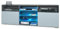 Vladon TV-Board Granada, Lowboard mit 2 Türen und 6 offenen Fächern, Korpus Anthrazit matt, Fronten in Denim matt mit RGB LED-Beleuchtung (146 x 54 x 35 cm)