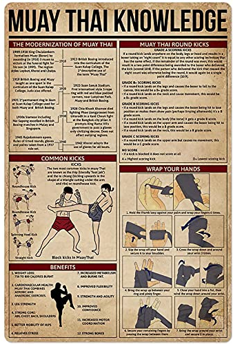 XVBCDFG Bildung Poster Kung Fu Wissen Metall Blechschild Muay Thai Anatomie Infografik Poster Kampfsport Hall Club Zuhause Schlafzimmer Schule Pädagogische Wanddekoration Plakette 30,5 x 40,6 cm