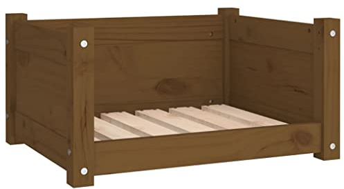 vidaXL Hundebett Honigbraun 55,5x45,5x28cm Massivholz Hundekorb Hundesofa