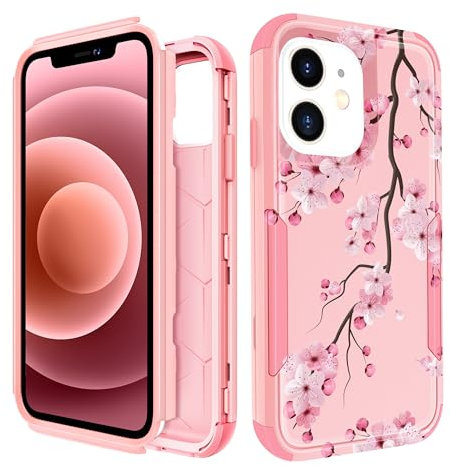 Pegmode for iPhone 12 Case - Heavy Duty Protective Designer Blossom Cute Cartoon Hard Shockproof Bumper Phone Cases for Apple 12 for Girly Women Men Girls Boys Teens