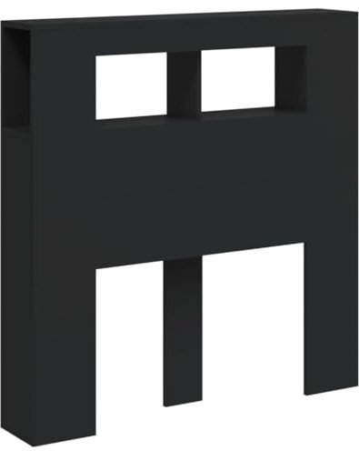 vidaXL Tête de Lit à LED, Tête de Cadre de Lit, Accessoire de Lit Simple, Meuble de Chambre à Coucher Maison Intérieur, Noir 100x18,5x103,5 cm Bois d'Ingénierie