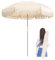 FrgMnt Beige Sombrilla Jardín Exterior Portátil Sombrilla De Playa Protección UV Sombrillas Terraza Con Flecos Inclinación Parasol Jardin 200cm Beach Umbrella Para Vacaciones Al Aire Libre Con Bolsa