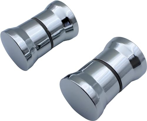 Clarmonde Pomo de puerta de ducha, 2 pares de manijas redondas de cristal cromado, piezas de repuesto para mampara de ducha, mampara de ducha