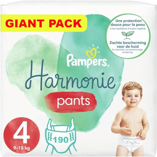 PAMPERS PANTS TAILLE 4 HARMONIE COUCHES-CULOTTES 190 COUCHES (9-15 kg)