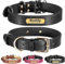 GISUREY Verstellbares Hundehalsband Personalisiert - Komfortables Langlebiges Leder mit Namensgravur und Telefonnummer sowie Symbolen, Halsband Hund für Kleine, Mittlere und Große Hunde (Schwarz, L)