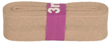 Schrägband 3m x 20mm Baumwolle gefalzt 60 Farben Einfassband Saumband, Farbe:862351 macchiato