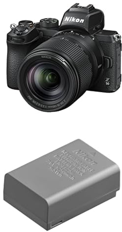 Z 50 + NIKKOR Z DX 18-140 VR, Appareil Photo Hybride capteur DX (20,9 MP, 4K UHD 30p ou Full HD 120p, viseur OLED, Rafale + Batterie Li-ION EN-EL25a pour Hybride Z30, Z50 et Z FC