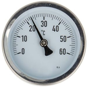 tecuro Bi-Metall Ø 63 mm Anlegethermometer 0-60°C Metallausführung mit Klemmfeder