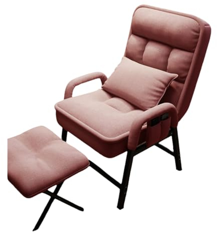 LLMMOOP Loungesessel, Polsterstuhl Mit Seitentaschen Und Verstellbarer Ckenlehne, Sessel Mit Liegefunktion Und Hocker, Fernsehsessel, Relaxsessel, Lesesessel (Pink)