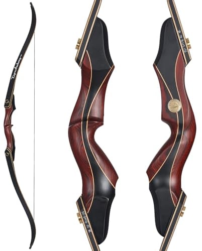 60 Zoll Takedown Profi Recurvebogen Holzbogengriff Recurvebogen Jagdbogen 40 Lbs für Anfänger bis Fortgeschrittene Erwachsene Rechte Hand (40 lbs)