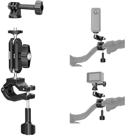 NEEWER Action Camera Pole Mount, Two 360° Ball Heads, 1/4 Inch Screw Action Camera Adapter, Mount for Motorcycle, Bicycle, Handlebar, Compatible with GoPro Hero13 12 11 10 9 Max360 Insta360 DJI Osmo