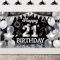 21. Geburtstag Banner Schwarz Silber - 21. Geburtstag Deko Schwarz Silbernes Hintergrundtuch große Happy Birthday Hintergrunddekoration für Männer Frauen 21. Geburtstags Party Deko drinnen draußen