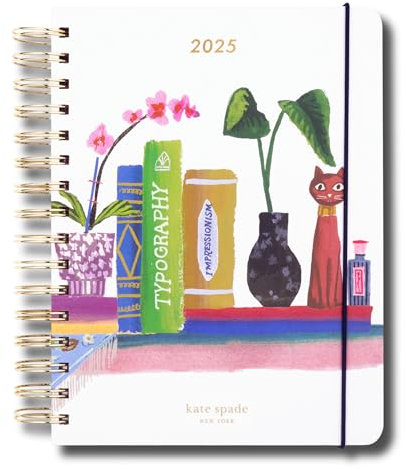 Kate Spade New York Large 12 Month 2025 Planner with Monthly and Weekly Spreads, Sticker Sheet, Notes Pages, Pocket and Hardcover (Bookshelf)