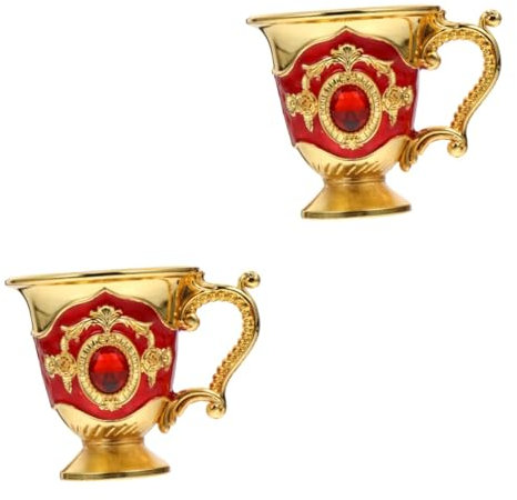 Amosfun 2 Pezzi Europeo Retro Bicchiere di Vino Tazza di Stile Europeo Tazze d'Epoca Tazza di caffè Portatile Tazza di Vino Portatile Tazza di Stile retrò Tazza di tè Tazze Antiche Tazze