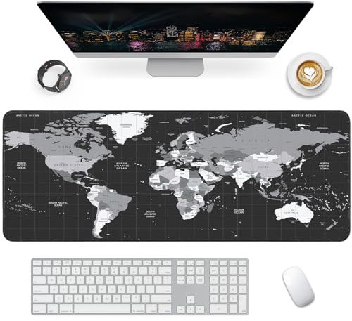 Giecy Gaming Mauspad XXL, Mousepad Groß 800x300mm,Schreibtischunterlage mit Rutschfester Gummibasis,Desk Mat für Tastatur, PC, Laptop(Weltkarte)