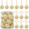 letech+ Weihnachtskugeln 12 Stücke 3 cm Kunststoff Christbaumkugeln Weihnachtsdeko mit Aufhänger Glänzend Glitzernd Weihnachtsbaumschmuck Dekoration Thema Gold