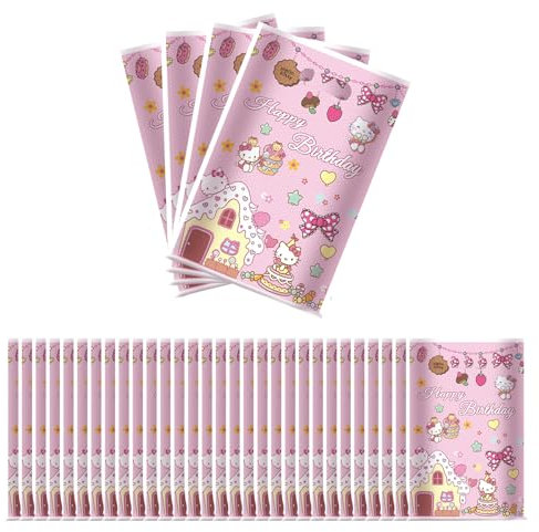 30 Pezzi Sacchetto Regalo Compleanno Gatto, Sacchetti Rosa Con Manico, Sacchetti Dolci, Sacchetti Festa, Tema Cartone Animato Carino Per Accessori E Decorazioni Festa Compleanno Dei Bambini.