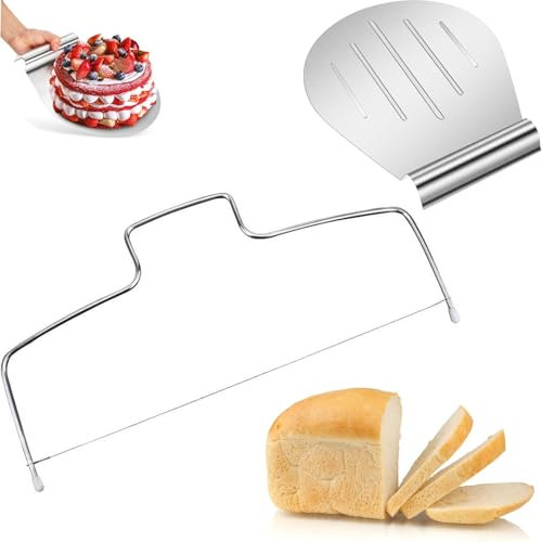 PVFZXS 2-Piece Cake Server Set Including Spreading Palette for Safe Lifting of Cake Bases, Cake Cutter - Cake Base Cutter 32 cm, Stainless Steel Cake Cutter Height Adjustable