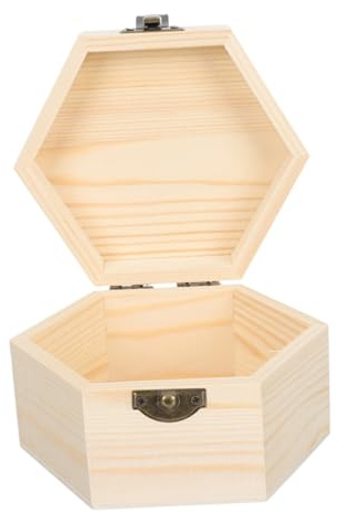 SEWACC Bemalen Sie Ihre Eigene Schmuckschatulle Aus Holz Unbemalter Schatzkoffer-organizer in Sechseckiger Form