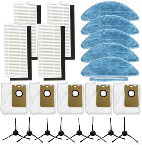 Staubsauger-Filtermopp-Tücher, Staubbeutel und Seitenbürsten Ersatzteile für Medion X20 SW+/ MD 11415, für Medion X21 SW+/ MD 11500 Staubsaugerzubehör