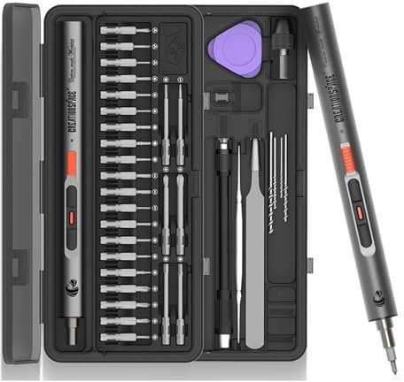 Mini Electric Screwdriver Set, Multifunctional Screwdriver with Electric Drilling, High Torque Motor 0.15-0.6N. m, Can Tighten Screws and Drill Holes, 3 LED Lights, Overload Protection (CS0702A)