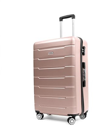 Easy Move ABS Hartschalenkoffer - Reisekoffer mit 360° Rädern, Zahlen-Schloss -, Hartschalenkoffer, Luggage, Trolley Koffer (Rose Gold, XL 74cm)