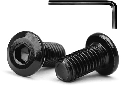 M5 x 16mm 10Pcs Tête Plate Vis D'assemblage à Six Pans Creux, Vis à Tête Plate, Acier Inoxydable A2 V2A, Boulons de Meubles, Filetage Complet, Oxyde Noir (Avec Clé Hexagonale)
