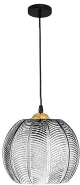 S-Cevada Vintage Grau Glas Pendelleuchte 25cm Kugelförmige Hängeleuchte für Schlafzimmer Wohnzimmer Kücheninsel Flur Esszimmer (Grau, 25cm)