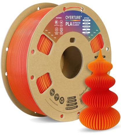 OVERTURE PLA Filament 1.75mm PLA 3D Printer Filament, 1kg Cardboard Spool (2.2lbs), Dimensional Accuracy +/- 0.02mm, Fit Most FDM Printer (Tequila Sunrise)