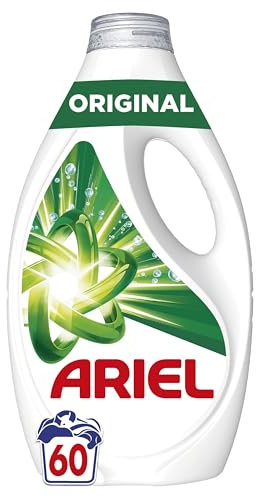 Ariel Detergente Lavadora Liquido 60 Lavados, Original, Jabon Limpieza Mejorada en Ciclos Mas Frios con la Exclusiva Tecnologia de limpieza en Frio