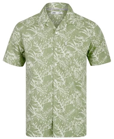 Tokyo Laundry Men's 'Paraiso' Tropical Palm Print Short Sleeve Open Collar Cotton Hawaiian Shirt
