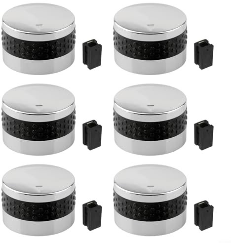CWOQOCW Gasgrill-Brenner-Drehknöpfe, Herd-Kontrollknöpfe, Edelstahl-Optik, Grillknauf, für Gasgrill, Outdoor, Zuhause, Küche, verchromt (6 Stück)