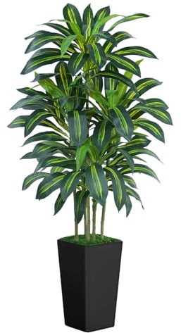 Keeplush Pianta Finta Dracaena Artificiale 180cm alta con Vaso Nera, Piante Finte da Interno Grandi Ha 108 foglie, Albero Artificiale Interni Per Soggiorno Ufficio Giardino Dec