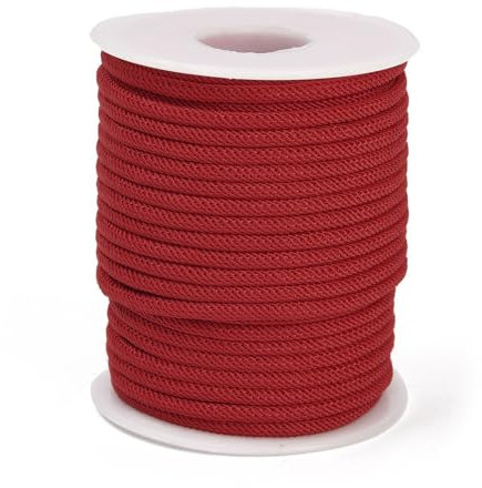 Airssory Cordon en nylon torsadé Milan rouge de 20 m x 3 mm - Corde décorative en satin brillant pour travaux manuels, décoration d'intérieur