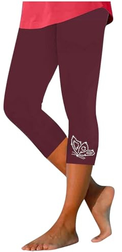 Generisch Leggings Damen 3/4 Yogahose High Waist Capri Leggins Cropped-Hose Blickdicht Kurze Sporthose Bauchweg Caprihose Für Yoga Fitness
