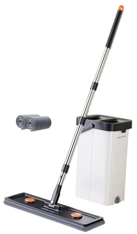 DimyFew Mopp Und Eimer Set mit Ersatzpads für Die Einfache Reinigung von Wänden Und Decken, 33cm 2 Pads