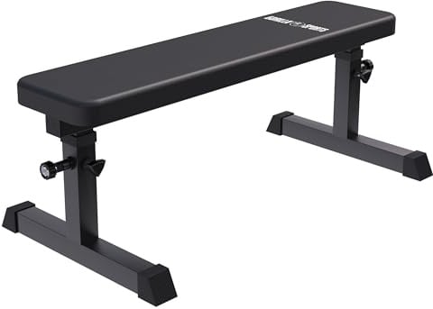 GORILLA SPORTS® Hantelbank - Verstellbar, bis 200 kg Belastbar, aus Stahl - Flachbank, Trainingsbank, Fitnessbank, Bankdrücken, Bauchtrainer, Drückerbank, Fitnessgeräte für Zuhause (Schwarz)