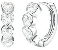 Ohrringe Silber 925 Creolen für Damen Kleine Zirkonia Kinder Ohrringe Mädchen Hypoallergene Huggie Creolen 10MM für Weihnachten