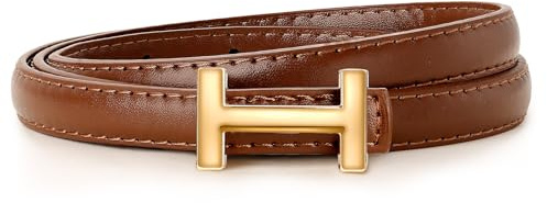 ZHUOMOT Schmaler Gürtel Damen Braun mit H-Schnalle Verstellbarer Ledergürtel Damen Gürtel, Dupes Taillengürtel Damengürtel für Jeans Hosen Kleider, Länge 110CM, Geschenke für Frauen