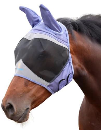 Shires FlyGuard Pro Fine Mesh Fly Mask with UV Protection Sky/Cob/Ears