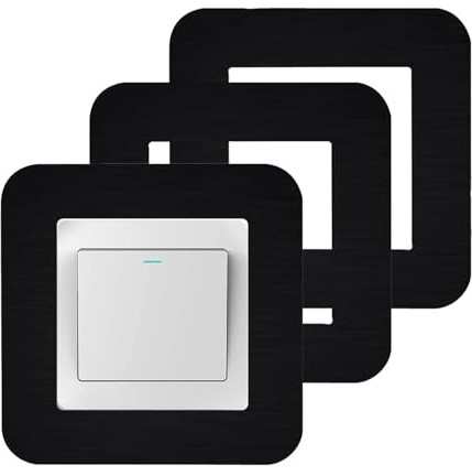 3 PCS Light Switch Surround, Black Silicone Switch Cover Frame Self Adhesive Socket Surround Plate for Standard UK 86 Type Switches Home Office Bedroom Kitchen
