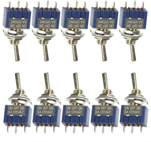 MTS-103 - Interruptor basculante SPDT (10 unidades, 3 posiciones, 6 mm, para conmutadores de 12 V, 110 V, 220 V)