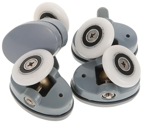 Rotelline per Doccia Scorrevole 4 Pezzi, Ruote per Porta | Acciaio Inox, Pa e Plastico, Design Ruota Piatta Grande, per Vetro e Struttura Curva