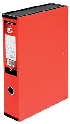 5 Star Office Box File Lock Spring with Ring Pull and Catch 75mm Spine Foolscap Red (Pack of 5)