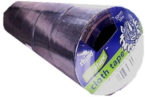 6 ROLLS OF 10 METRE 50mm RHINO ULTRATAPE WATERPROOF BLACK CLOTH TAPE carpet