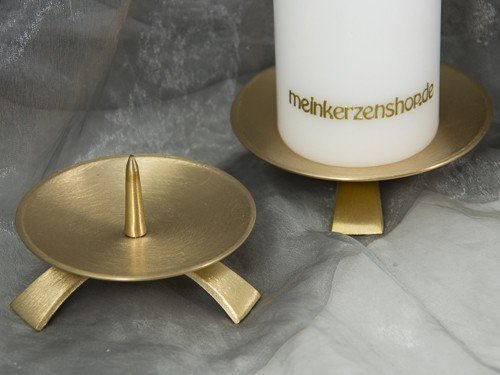 Kerzenteller Kerzenständer Kerzenhalter Hochzeitskerze Taufkerze Gold 16725, Größe:9.5 cm