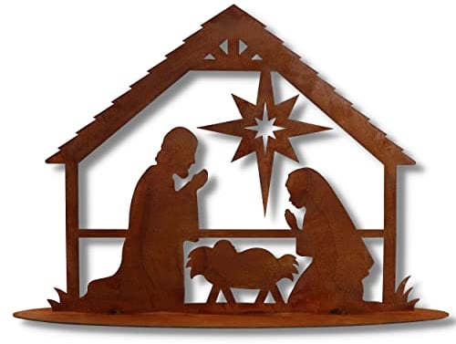 Rostikal Krippe Weihnachten Deko Weihnachtskrippe mit Figuren Weihnachtsdeko Bethlehem