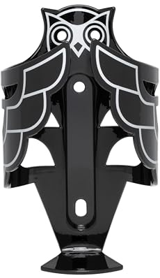 Portland Design Works Water Bottle Cage - Lightweight Water Bottle Holder for Bikes, Owl Cage, Black/Silver