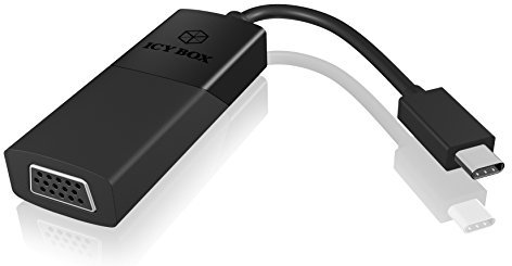 ICY BOX IB-AC533-C - Cable Adaptador USB (Tipo C y Modo Alternativo) a VGA, Compatible con ampliación/Espejo (hasta 2048 x 1152 píxeles 60 Hz), Color Negro